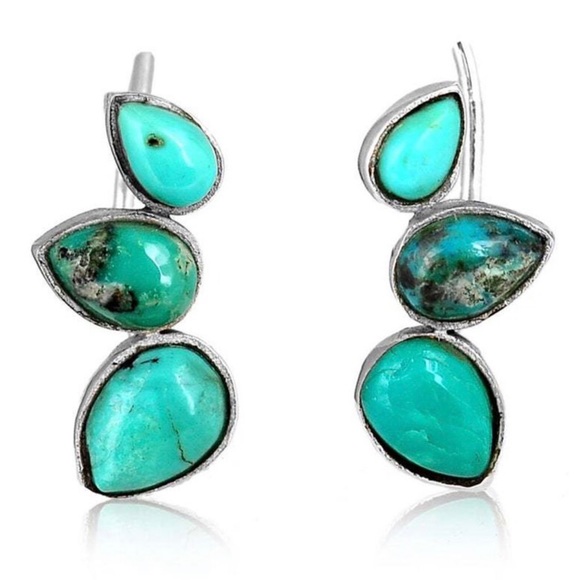 Any 2/$20! Silver Turquoise Gem Crawler Earrings - Picture 5 of 9